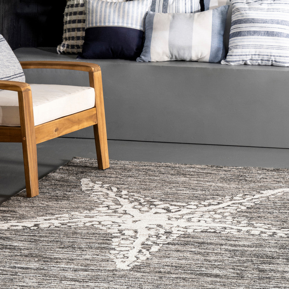 Nuloom Hacienda Starfish Indoor/Outdoor Rug, Grey 9'x12'