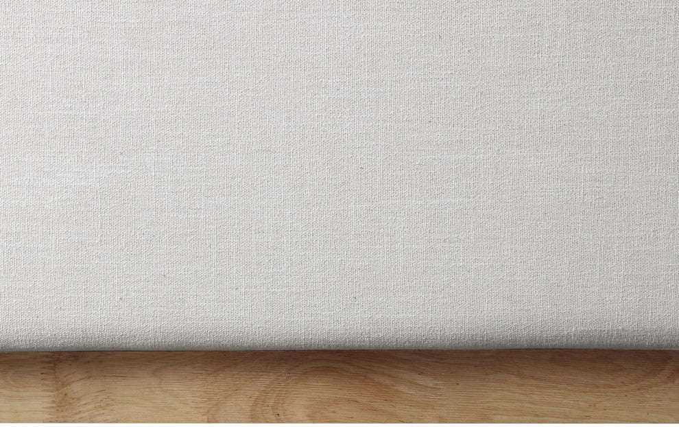 Logan Beige Linen Textured Fabric Twin Bed, Cream, Full