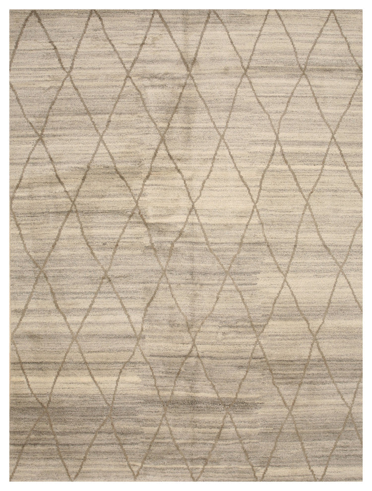 Ivory Transitional Trellis Moroccan Area Rug