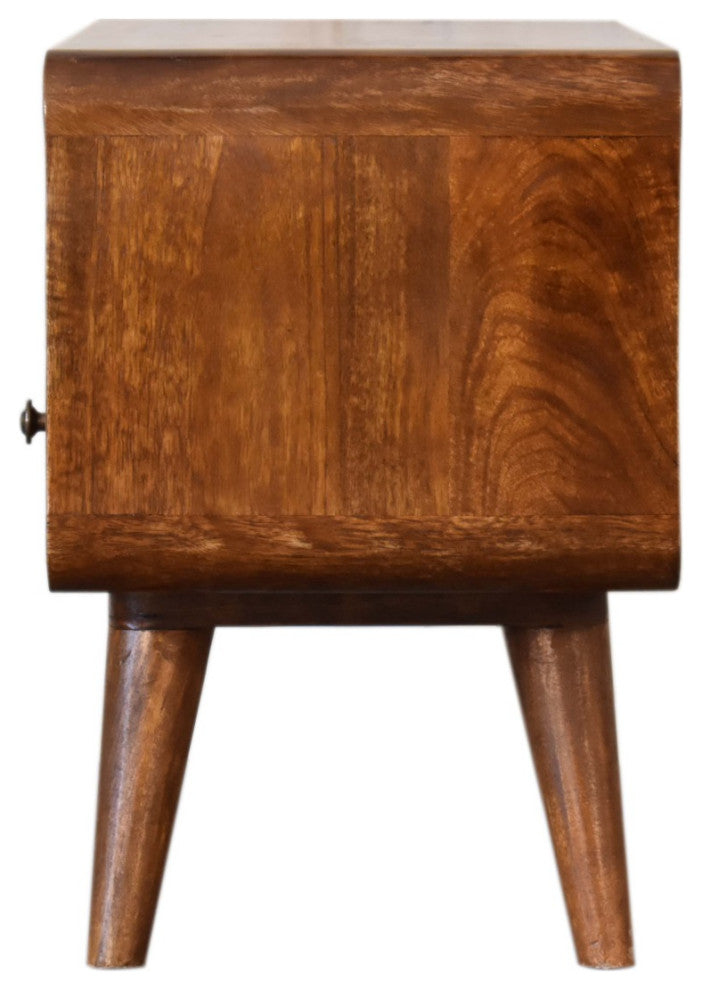 Mini Chestnut Curved Media Unit With 2 Drawers