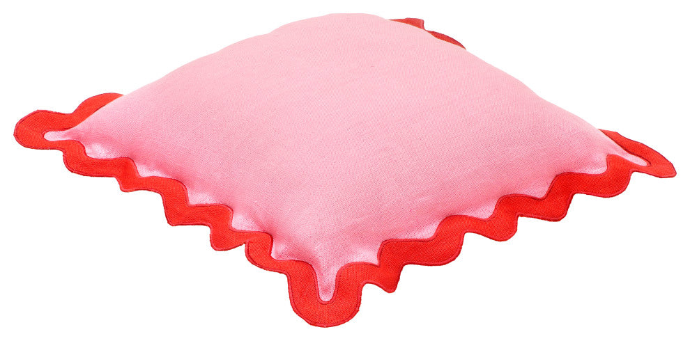 Scalloped Throw Pillow, Rust, Pink