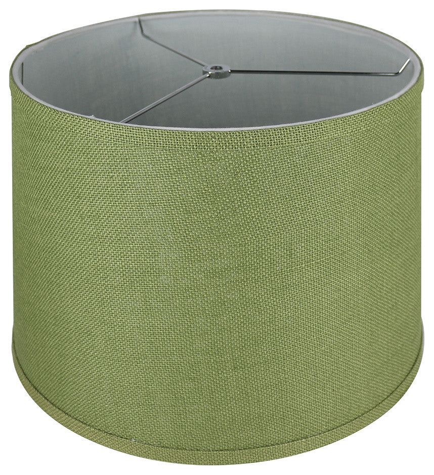 French Drum Burlap Lampshade, 14"x16"x11", Khaki Green