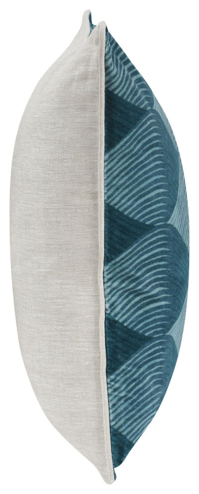 Scala 22" Cotton Velvet Fabric Throw Pillow, Blue