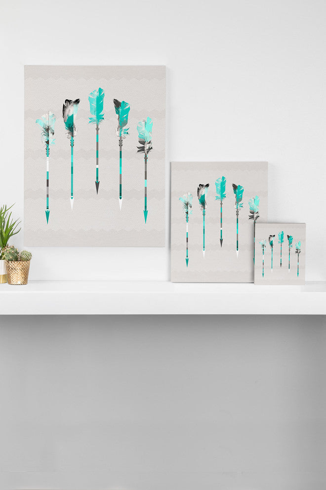 Deny Designs Iveta Abolina Teal Feathers Art Canvas