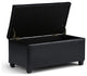 Rectangle Lift Top Storage Ottoman Bench in Midnight Black Tufted Faux Leather