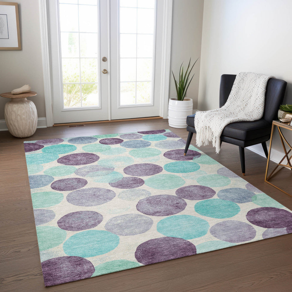 Machine Washable Indoor/Outdoor Chantille ACN1898 Plum 3' x 5' Rug