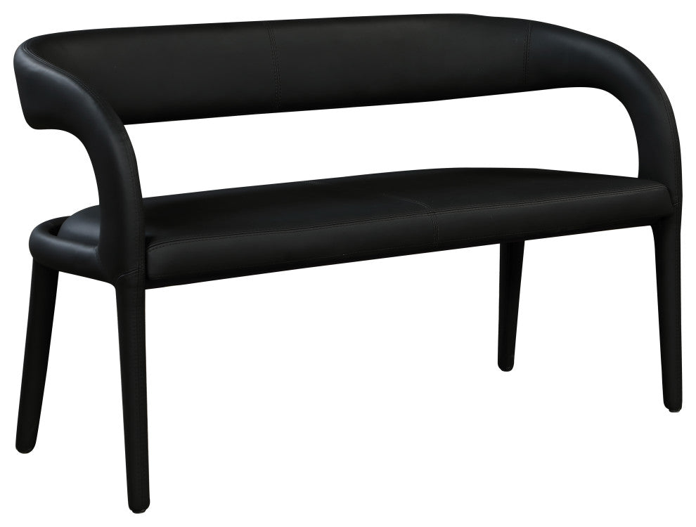 Sylvester Faux Leather Bench, Black