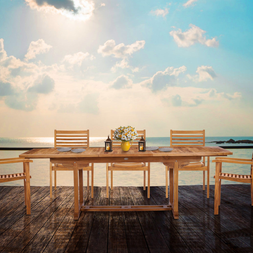 Teak Wood West Palm Semi Oval Patio Dining Extension Table