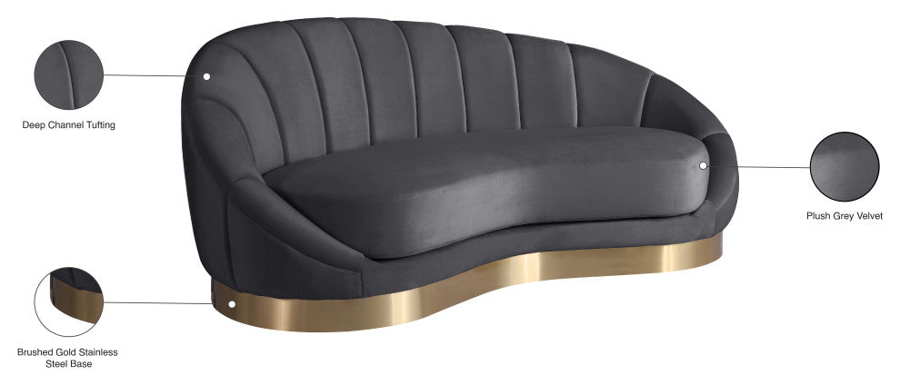 Shelly Velvet Upholstered Chaise, Gray