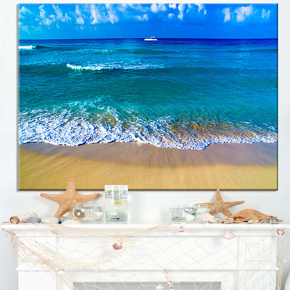"Floating Blue Waves Beach" Seashore Canvas Print, 32"x16"