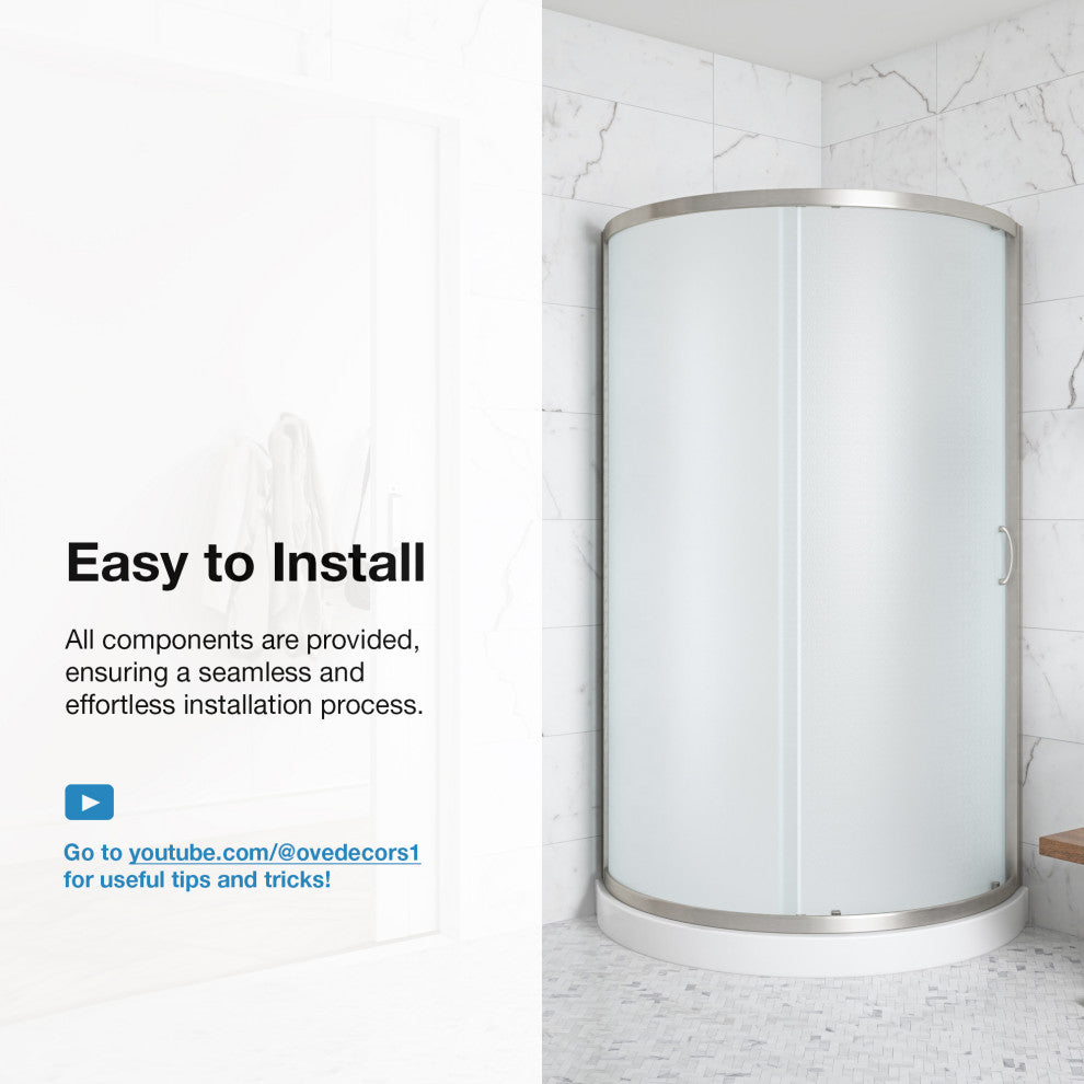 Ove Decors Breeze Shower Kit, Frosted Panels and Base, Satin Nickel, 36"