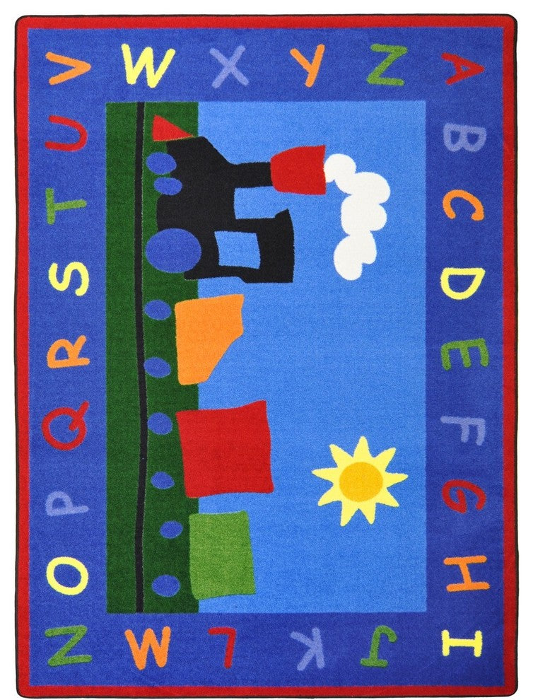 Kid Essentials Rug, Tiny Train, 5'4"x7'8"