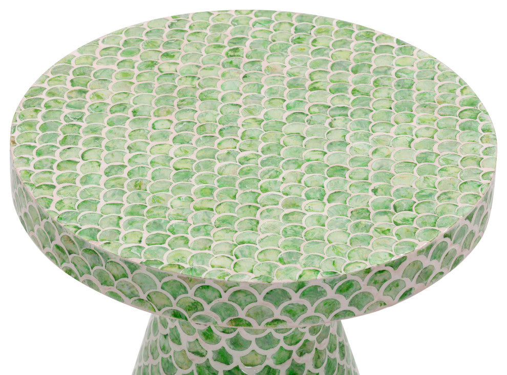 Halio Shell-Inlaid Side Table, Green