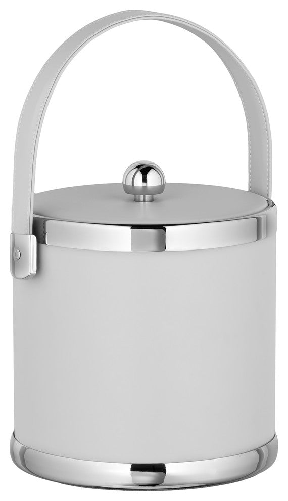 Kraftware Contempo White Ice Bucket with Stitched Handle, 3 qt.