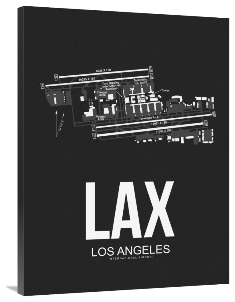 "LAX Los Angeles Airport Black" Fine Art Print