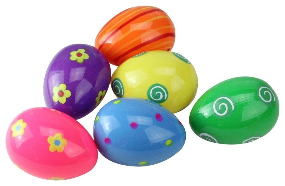 6-Piece Vibrantly Colored Springtime Easter Eggs, 3.25"