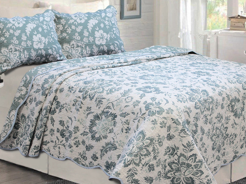 Ashley Winter Sky 100% Cotton 3-Piece Full/Queen-Size Quilt Set