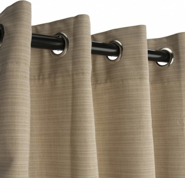 Dupione Sand Sunbrella Outdoor Single-Panel Curtain With Grommets, 96"