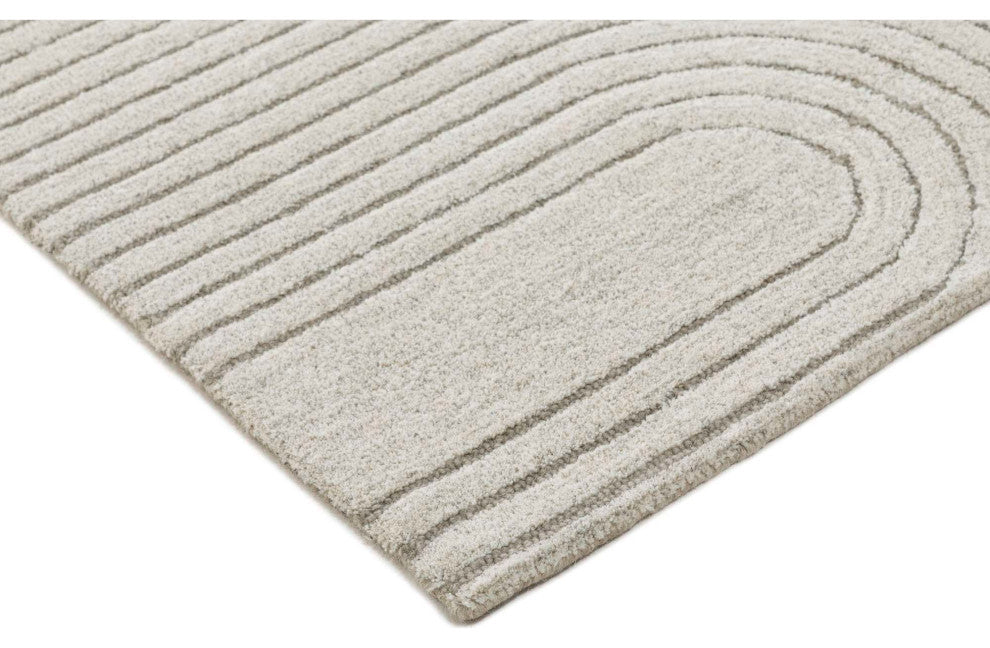Mid-Century Tonal Area Rug, Ivory, 8'x10'