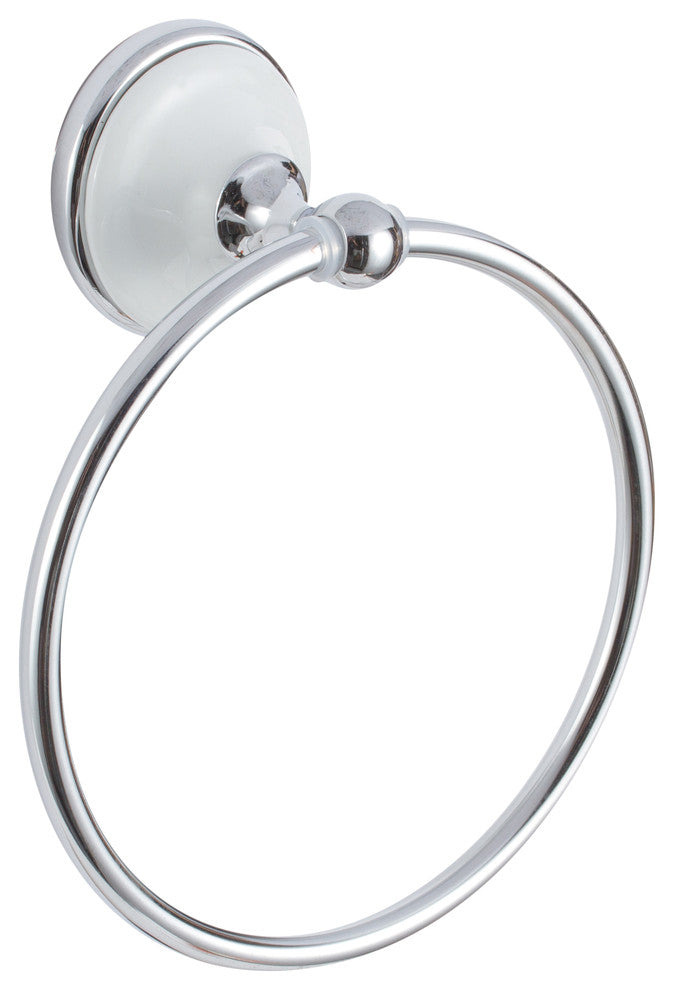 Brighton Bath Series, Towel Ring  in Polished Chrome with White Porcelain