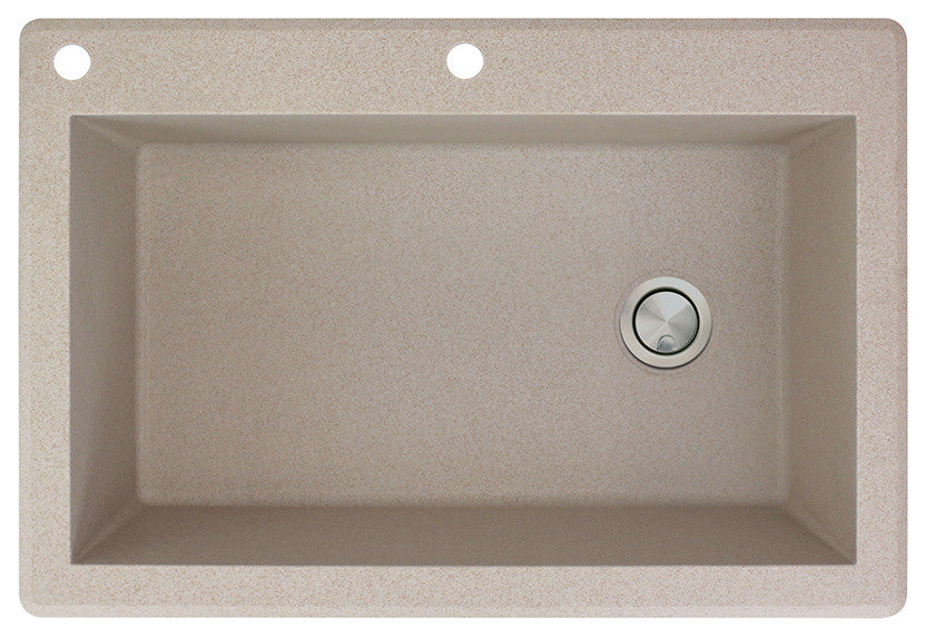 Radius 33" silQ Granite Single Bowl Kitchen Sink with 2 Holes in Cafe Latte