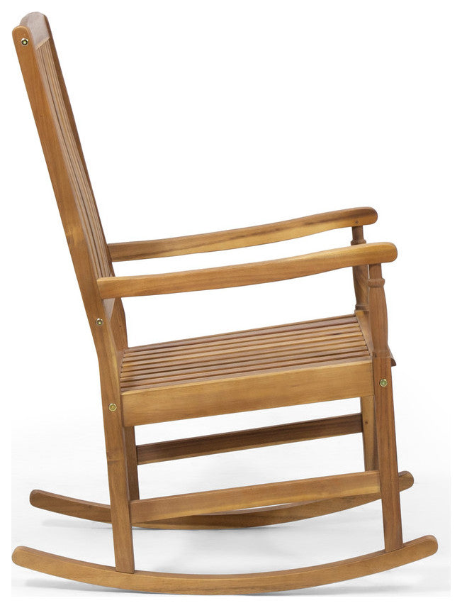 Myrna Outdoor Acacia Wood Rocking Chair, Teak Finish