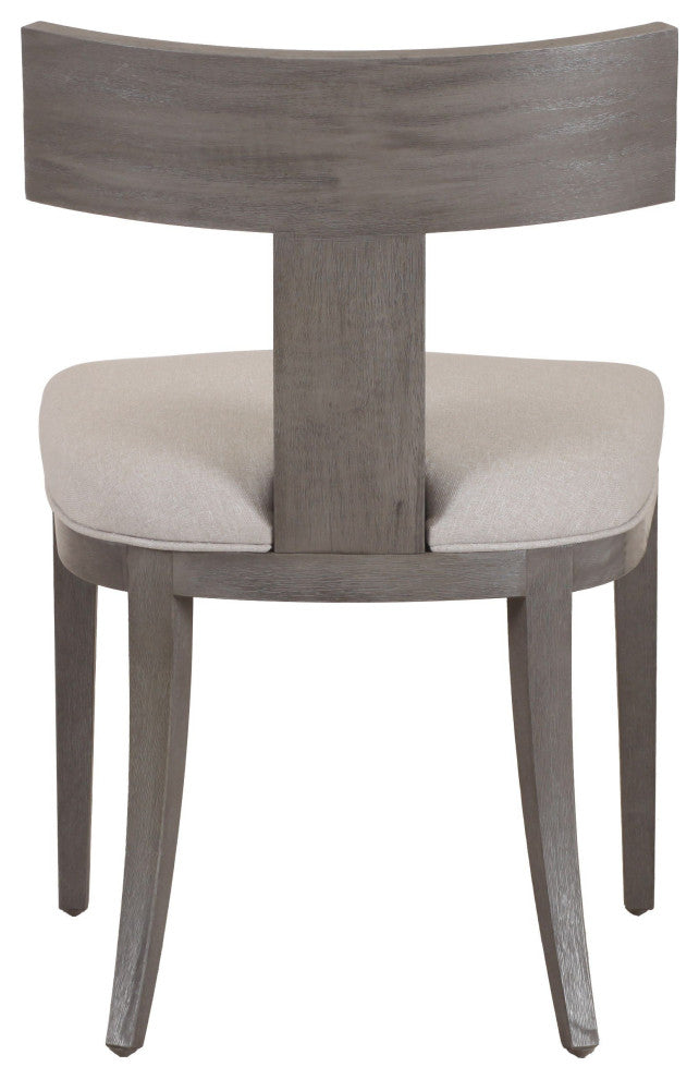 Modrest Fabien Mid-Century Beige Linen + Grey Wash Dining Chair, Set of 2