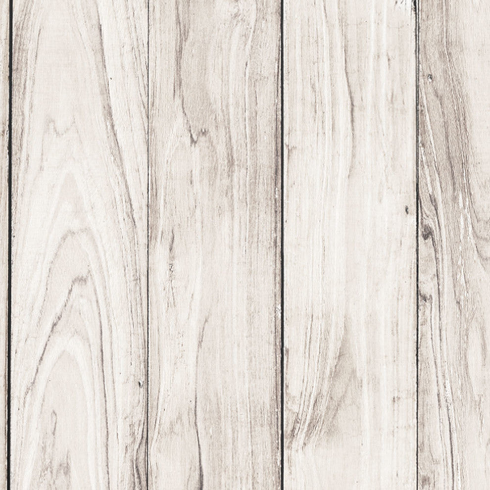 Wood Peel and Stick Vinyl Wallpaper, White, 24"w X 108"h