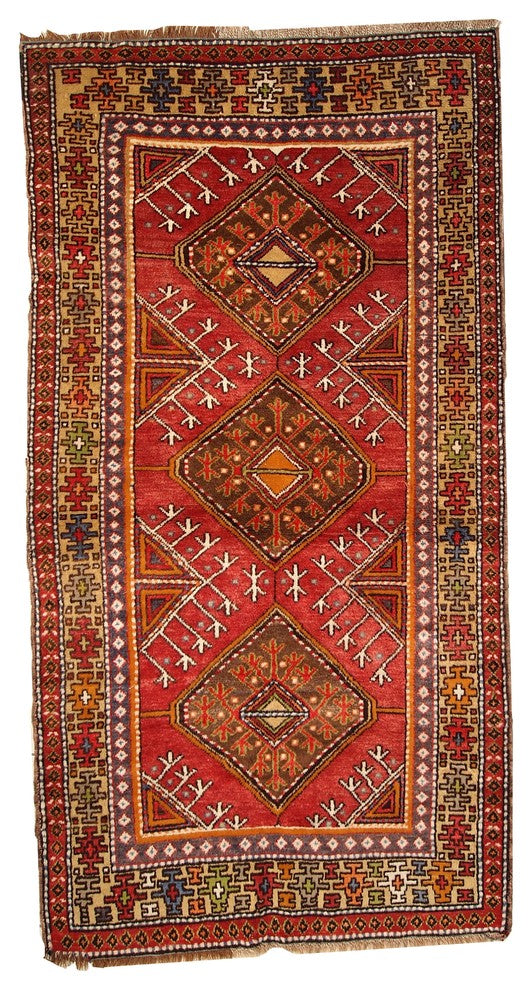 Consigned, Hand Made Antique Turkish Anatolian Rug 3.5'x6.8', 1920