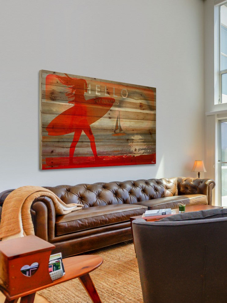 "My Name Is" Print on Natural Pine Wood, 36"x24"