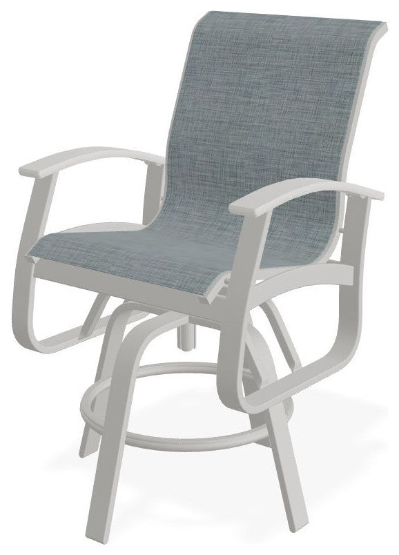 Belle Isle Sling Balcony Height Outdoor Swivel Chair, Charm/Snow