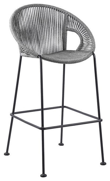 Acapulco 30" Indoor Outdoor Steel Bar Stool With Gray Rope