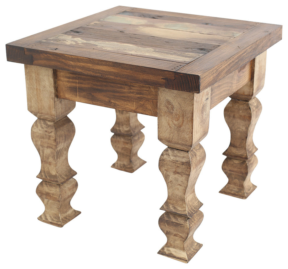 Rustic Old Door End Table, Antique White