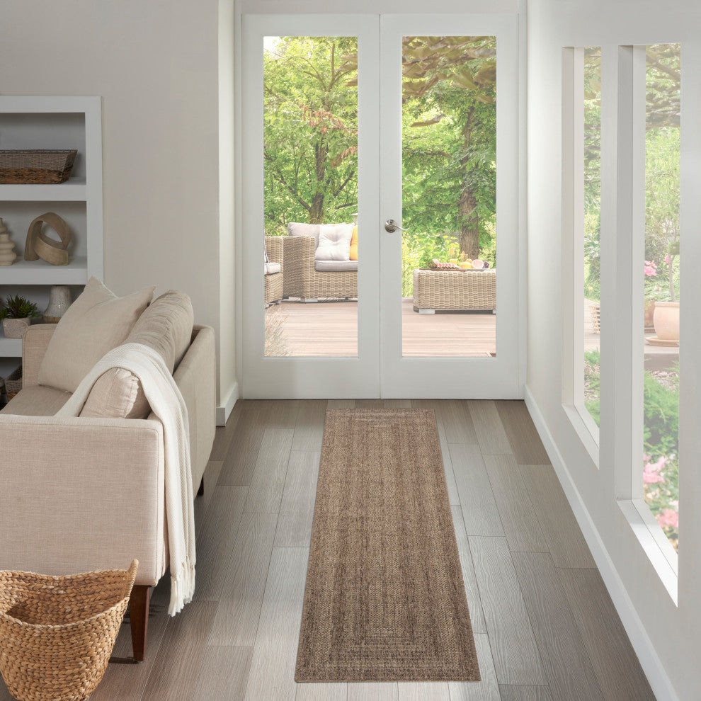 Nourison Tulum 2'2" x 10' Brown Outdoor Rug
