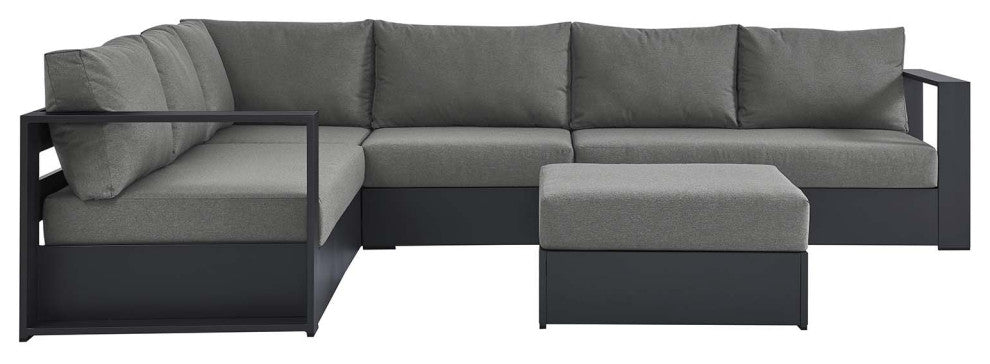 Tahoe Outdoor Patio Powder-Coated Aluminum 5-Piece Sectional Sofa Set - Gray Cha