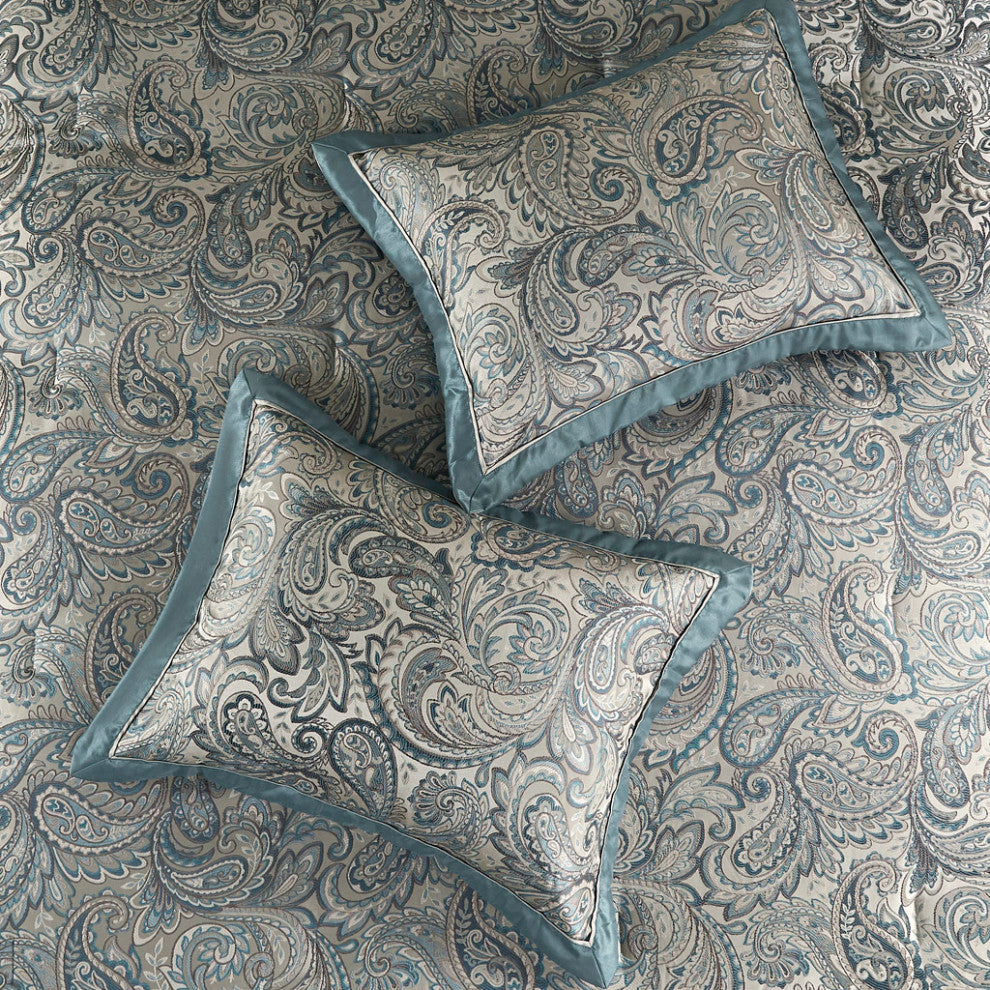 Madison Park Aubrey 12 Piece Comforter Set With Cotton Bed Sheets, Teal