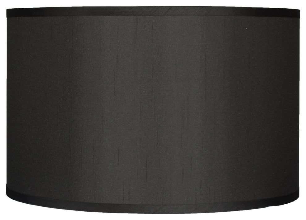 Classic Drum Faux Silk Lamp Shade, Black, 16"
