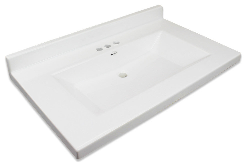 Transolid Carolina Single Bowl Vanity Top for 4-in Centerset Faucet, 37"x22"