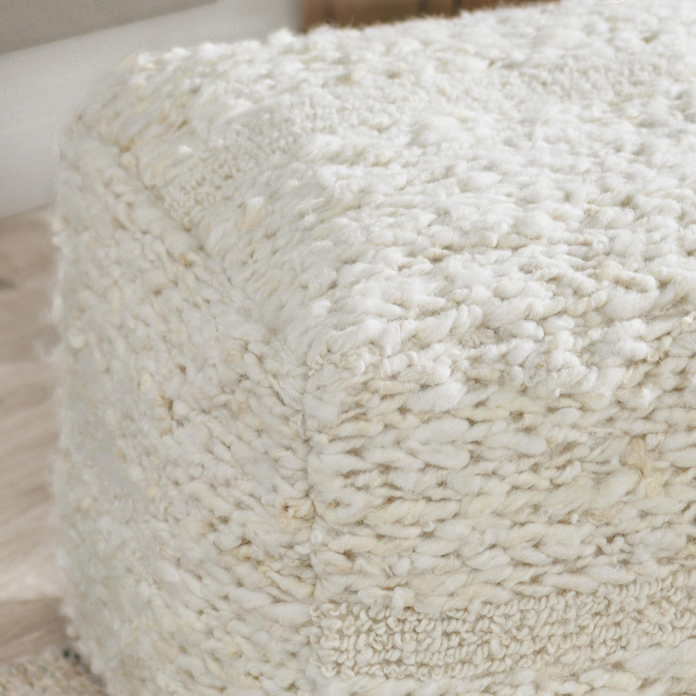 Sinclair 24" Brown Leather Floor Cushion Pouf