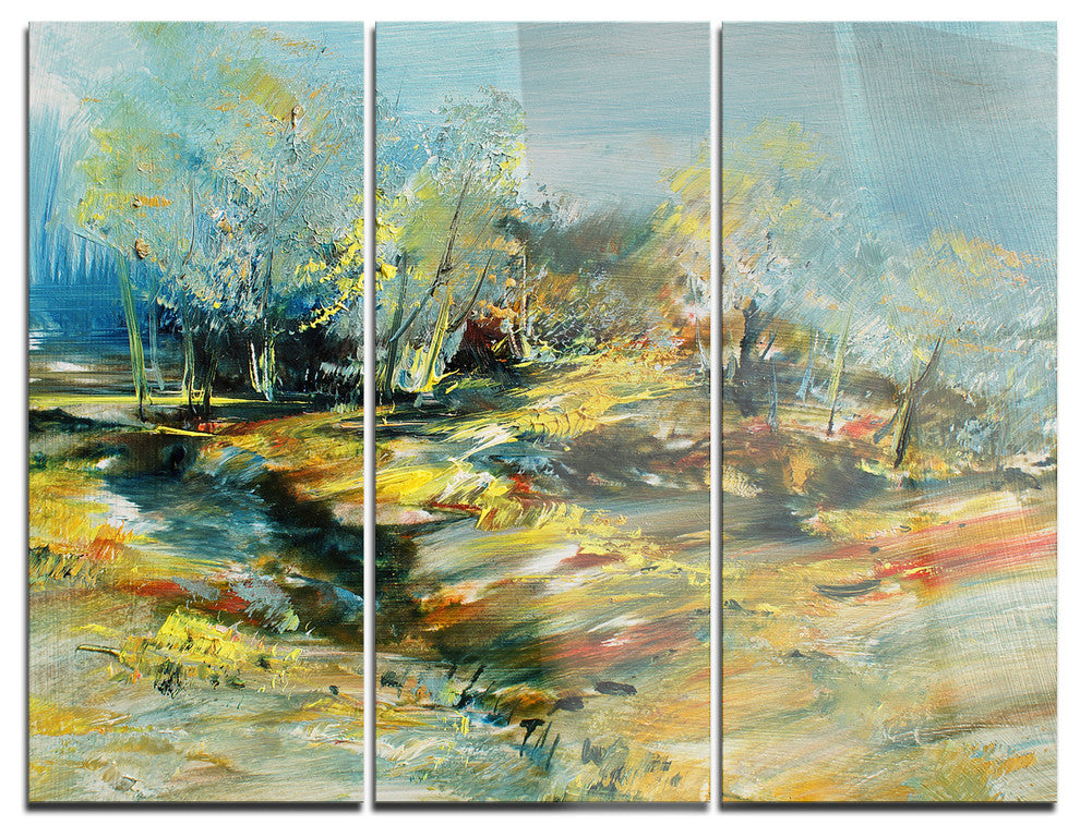 "Abstract Landscape" Glossy Metal Wall Art, 3 Panels, 36"x28"