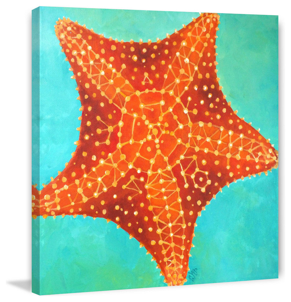 Marmont Hill, "Orange Starfish" by Nicola Joyner Print on Wrapped Canvas, 48x48