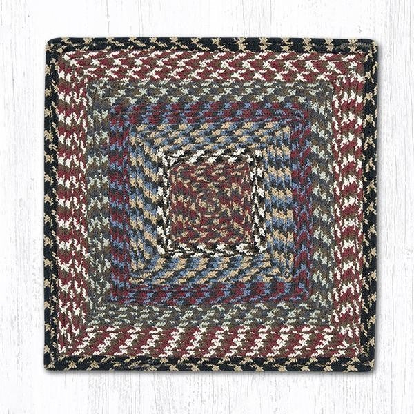Burgundy/Blue/Gray Square Chair Pad 14"x14"