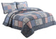 Melanie Blue 3-Piece Patchwork 100%Cotton Quilt Set, King Set