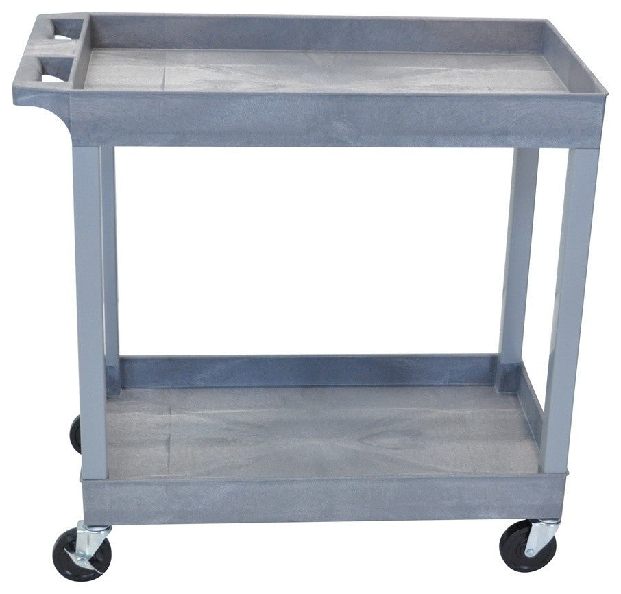 Luxor High Capacity 2 Tub Shelves Cart, Gray