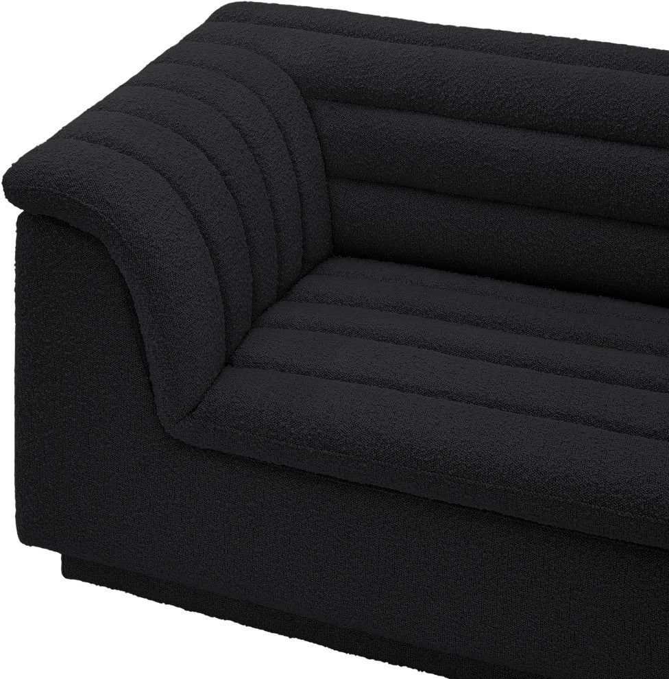 Cascade Upholstered Modular Sofa, Black, Boucle Fabric, Straight Sofa