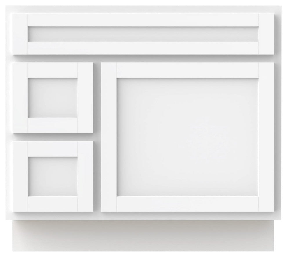 Vanity Art Vanity Base Cabinet, No Top, Drawers on Left, 36", White