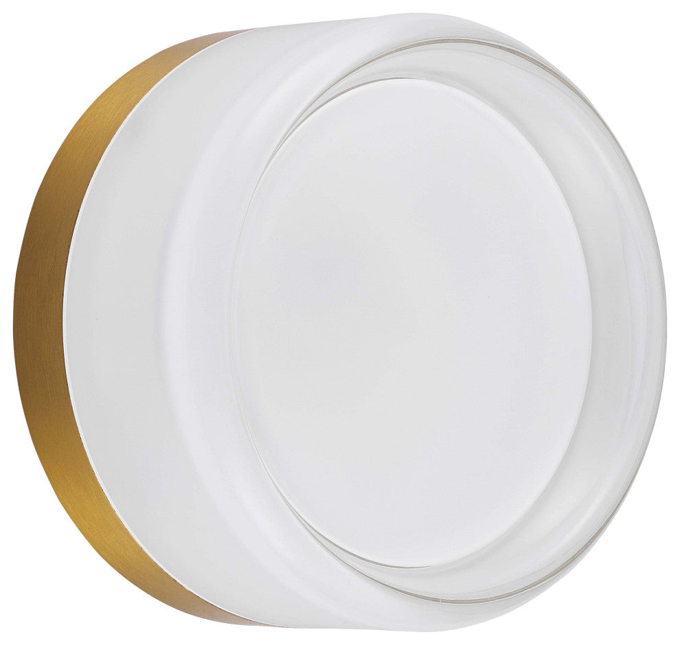 Lucia Wall Sconce, 15W, Aged Brass, Clear & Frosted Acrylic Diffuser