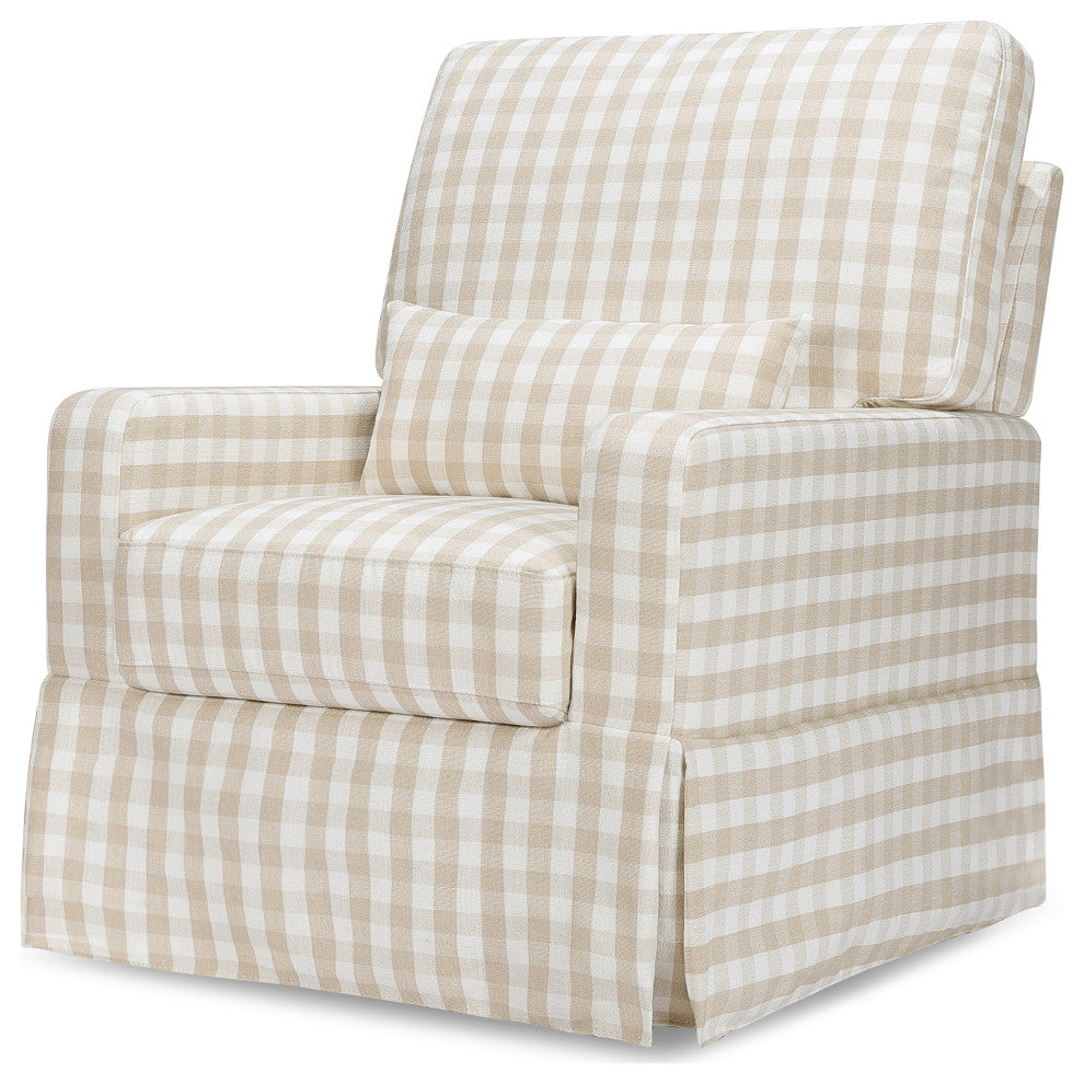 Crawford Pillowback Comfort Swivel Glider, Tan Gingham