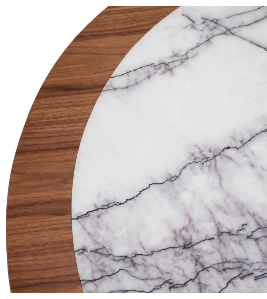 Walnut Veneer Marble Coffee Table, Eichholtz Presedio