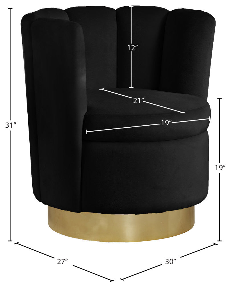 Lily Velvet Upholstered Accent Chair, Black